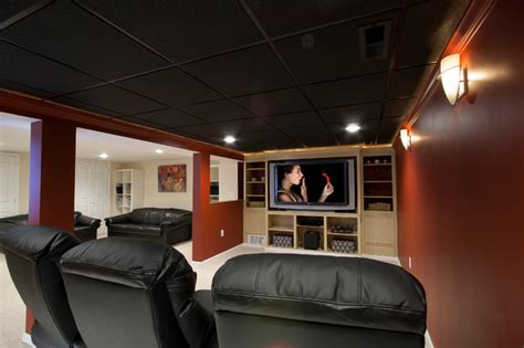 Check spelling or type a new query. Theater Room in a Small Basement Remodel - Traditional ...
