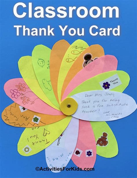 Classroom Thank You Card Flower Kids Write Individual Thank You Notes