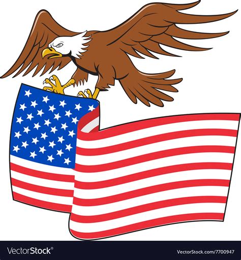 Cartoon American Flag American Bald Eagle Carrying Usa