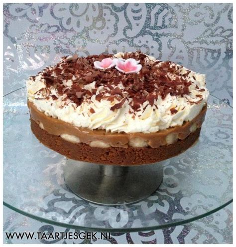 Lekkere taart met banaan en caramel vulling bastogne bodem
