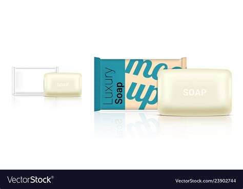 3d Mock Up Realistic Soap Bar Sachet Packaging Vector Image