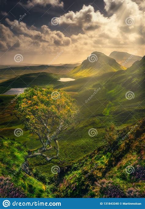 Scenic Landscape View Of Quiraing Mountains In Isle Of Skye Scotland