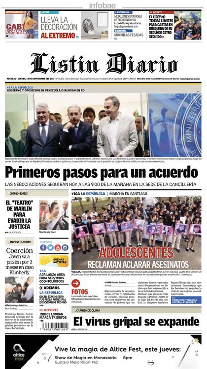 Listin Diario República Dominicana Jueves 14 De Septiembre De 2017