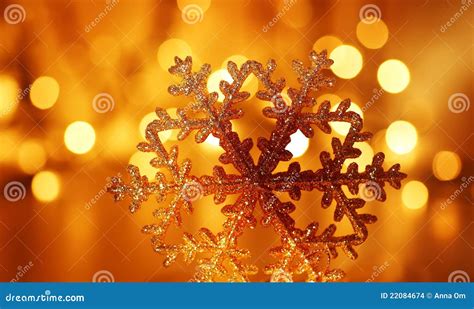 Golden Snowflake Christmas Tree Decoration Stock Photo Image Of