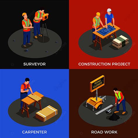 Isometric Road Work Vector Hd Png Images Builders Isometric Design