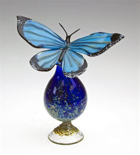 Blue Morpho Bottle By Loy Allen Art Glass Perfume Bottle Artful Home