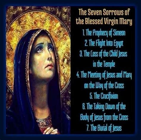 The Seven Sorrows Of Our Lady Prayers To Mary Blessed Mother Mary