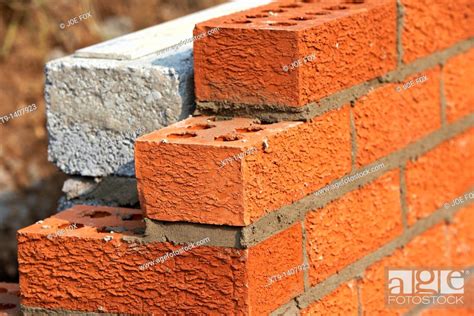 Bricklaying Wall Red House Bricks Facing Half Cement