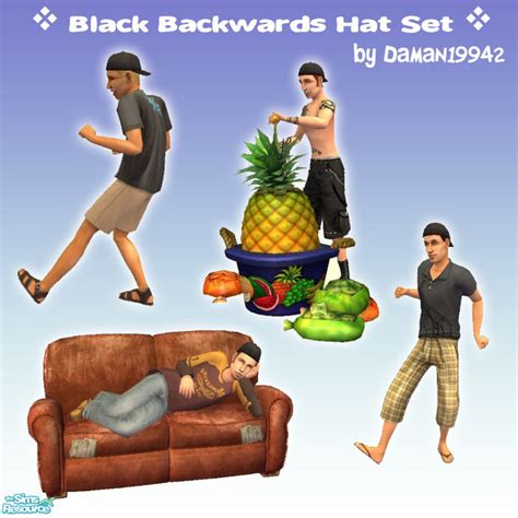 The Sims Resource Black Backwards Hats