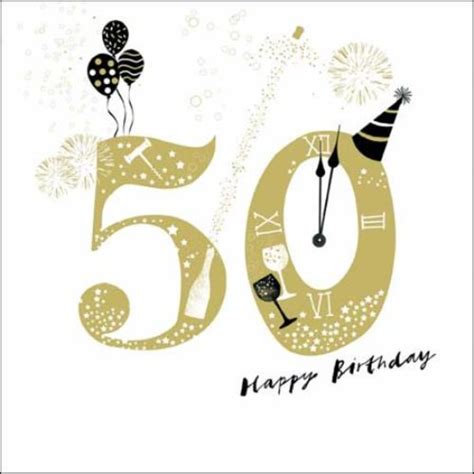 50th Happy Birthday Gold Glitter Greeting Card Cards