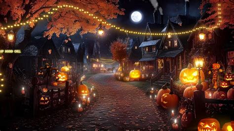 Autumn Village Halloween Ambience 🎃spooky Sound Night Nature Sound