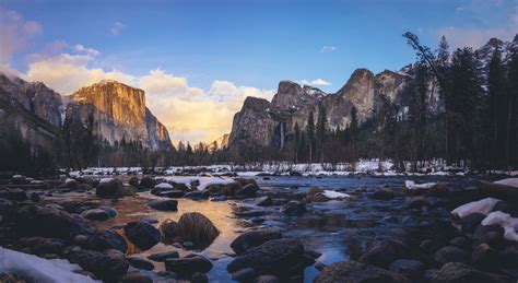 Yosemite Valley In Early Sunset Time 4k Wallpaperhd Nature Wallpapers