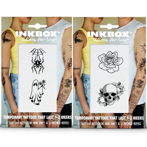 Inkbox Temporary Tattoos Spider And Ghost Rose And Skull Water Resistant
