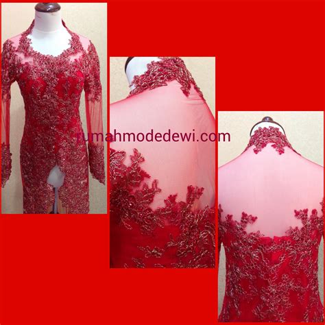 Kebaya Modern Merah Panjang Full Payet