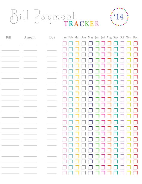 printable bills to pay list - bill paying template database | printable