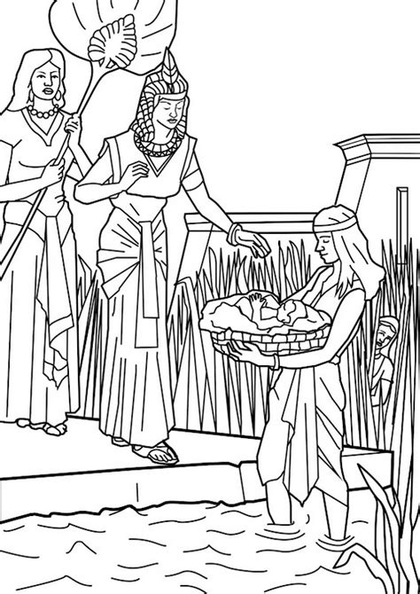 Coloring Picture Baby Moses Basket