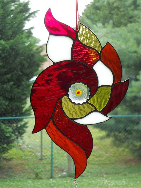 Stained Glass Red Nautical Suncatcher | Stained glass ...