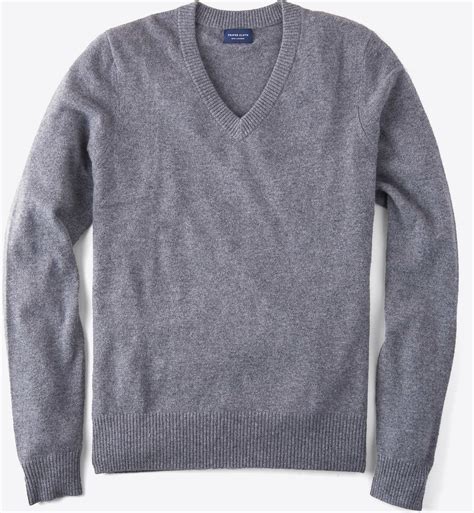 Grey Cashmere V Neck Sweater By Proper Cloth