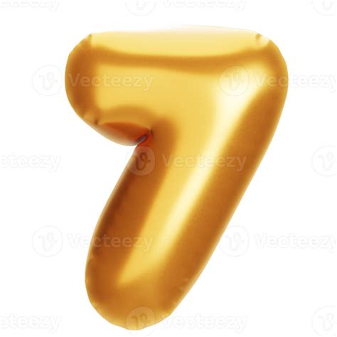 Gold Balloon Number Seven With Transparent Background Png For
