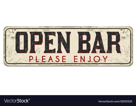 Open Bar Vintage Rusty Metal Sign Royalty Free Vector Image