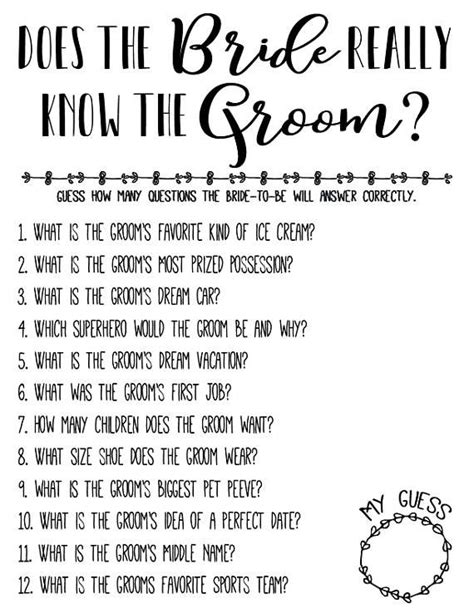 How well do you know the bride? How Well Does the Bride Know the Groom? INSTANT DOWNLOAD Bridal Shower Games | Rustic, Funny ...