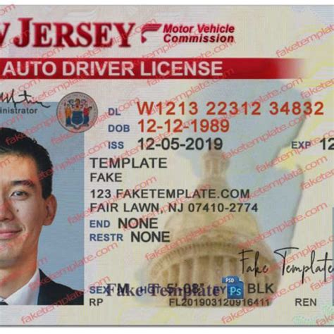 New Jersey Driver License Template V2 New Fake Template