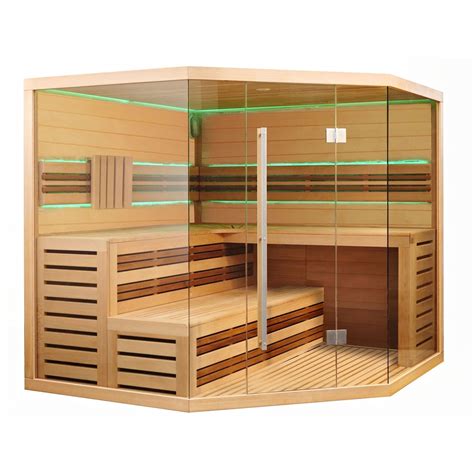 Canadian Hemlock Indoor Wet Dry Sauna With Led Lights 6 Kw Etl Certi
