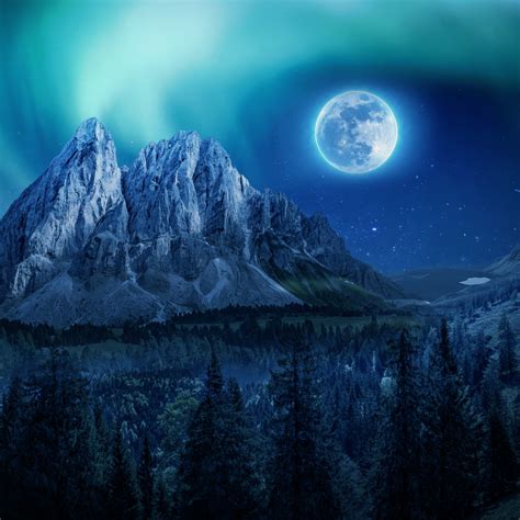 Moon Wallpaper 4k Aurora Borealis Mountains 408