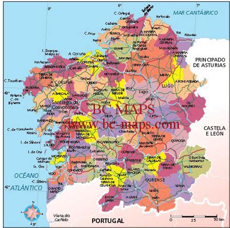 Galicia Politico Mapa Vectorial Editable Eps Freehand Illustrator