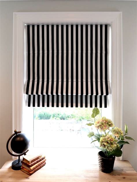 Roman Shade Striped Black And White Cotton Custom Etsy In 2020