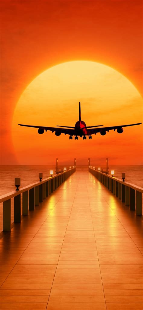 Aircraft Airplane Sunset Airplane Flight Air Travel Wallpaper For