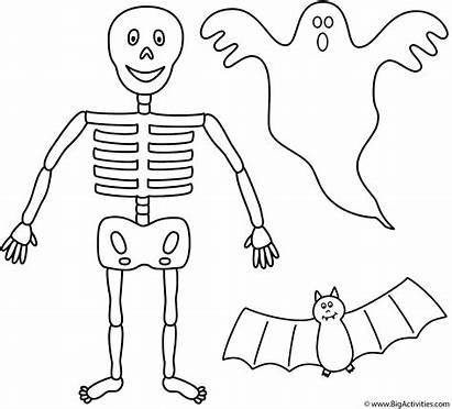 Halloween Ghost Skeleton Drawing Template Coloring Pages