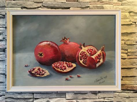Oil Painting Pomegranates Oil Paints On Canvas Canvas On Etsy