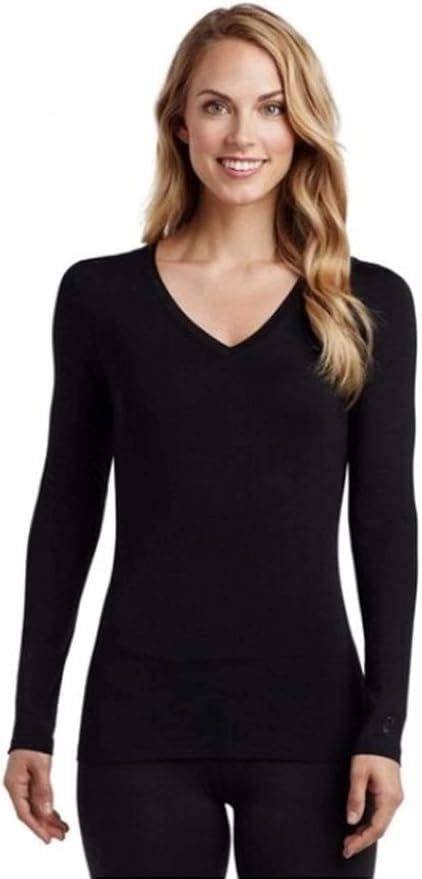 Cuddl Duds Softwear With Stretch Long Sleeve V Neck Top For Women
