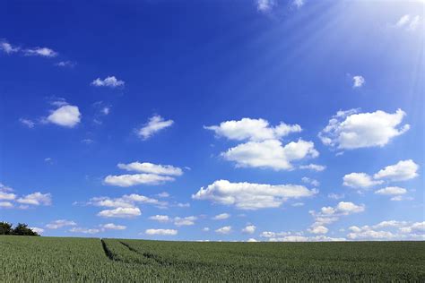 Blue Sky Clouds Sunshine Grass Green Fields Cloud Sky Land