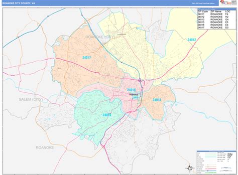 Roanoke City County Va Zip Code Maps Color Cast