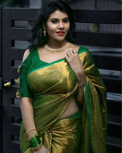Serial Actress Nivisha Hot Saree Photos Indian Filmy Actress