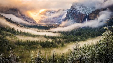 Mountains Nature Forest Mist Yosemite National Park Yosemite