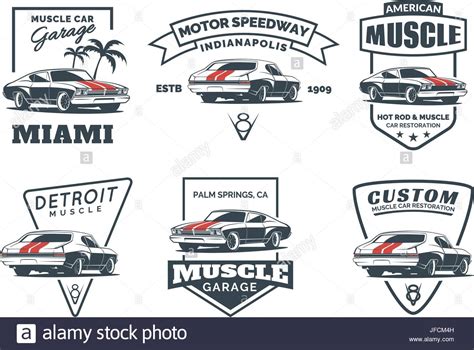 Set Of Classic Muscle Car Logo Emblems Badges And Icons