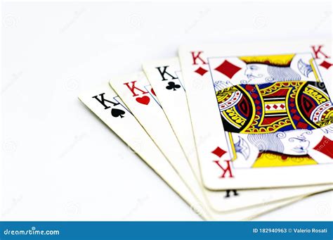 Playing Cards Depicting The Four Kings Isolated On A White Background