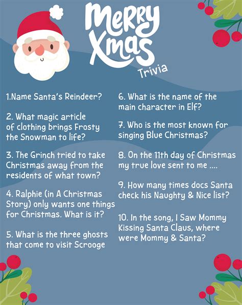 Free Printable Christmas Trivia Quiz Questions And Answers Printable