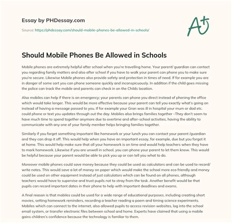 Should Mobile Phones Be Allowed In Schools 500 Words