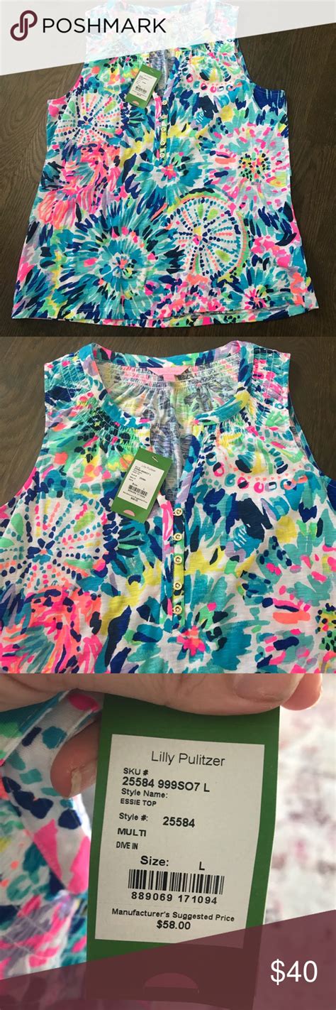 Nwt Lilly Pulitzer Essie Top Size Lg Lilly Pulitzer Lilly Pulitzer