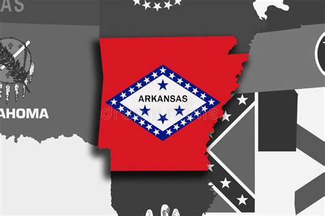 Arkansas Map And Flag Stock Illustration Illustration Of Cartography