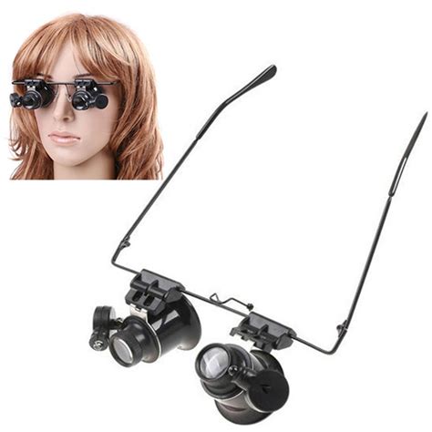 20x magnifying glass with led lights watch repair magnifier dual single eye loupe watch glasses