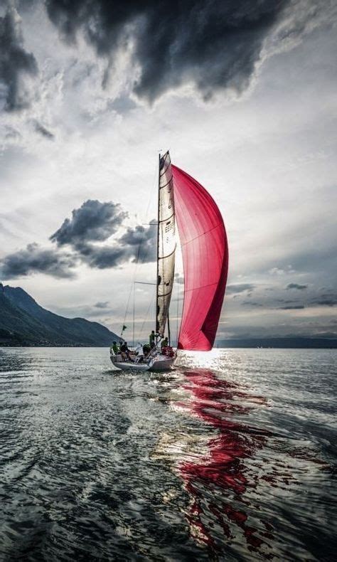 Red Sail Sailing Boat Sailing Yacht