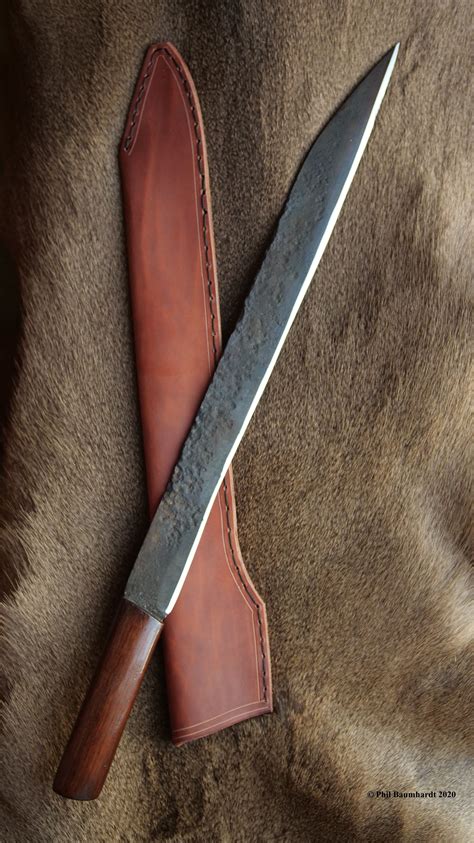 Giant Viking Seax W Blade Hand Forged From A Leaf Spring W