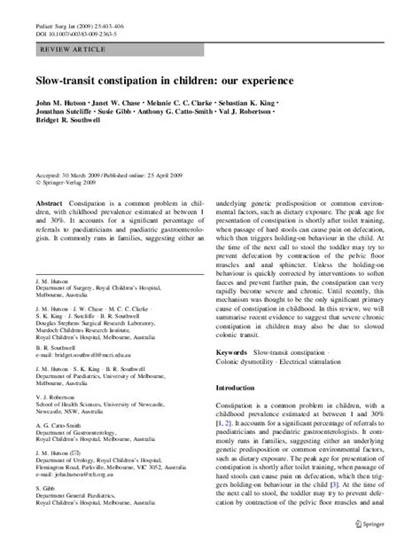 (PDF) Slow-transit constipation in children: our ...