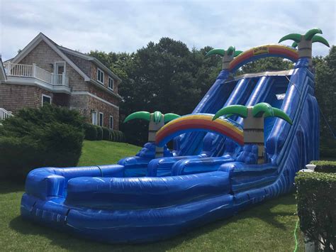 24ft Tropical Dual Lane Water Slide With Pool