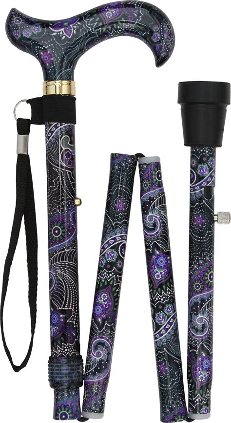 Purple Majesty Adjustable Folding Designer Derby Cane With Retractable